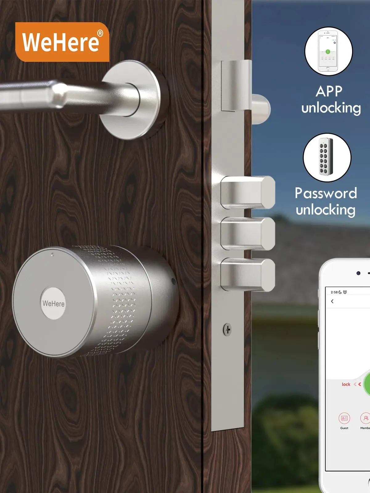 Lockin-G30 Smart Door Lock, DIY Keyless Entry, Tuya App, Wi-Fi, Bluetooth, Impressão digital, Bloqueio de senha, Compatível com Alexa, Google