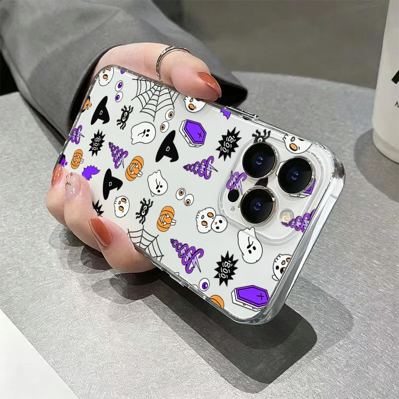Cute Spooky Halloween Clear Phone Case for Samsung Galaxy S26 S25 Ultra S24 Plus A57 A37 A17 A56 A16 A36 A55 S23 S22 S21FE Cover view 6