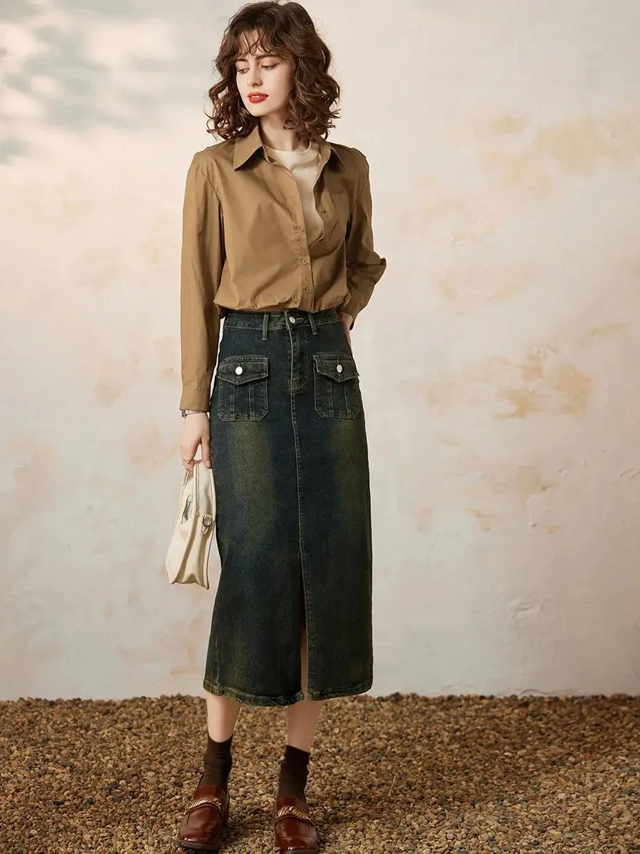 LOUIS YAO Women Fake Two Pieces Shirt 2024 Spring New Office Lady Fashionable Casual Long Sleeve Turn Down Collar Blouse Top