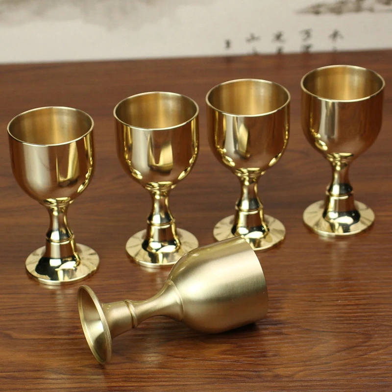 Brass Wine Glass Restaurant Goblet Tabletop Red Wine And White Wine Trumpet Copper Crafts Copper Decoration Mini Shot Glass