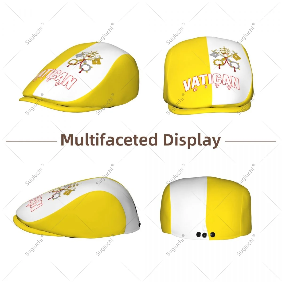 Forward cap Vatican City Flag Men Women Flat Newsboy Driving Hat Cap Short Brim for Driving Daily visors hat