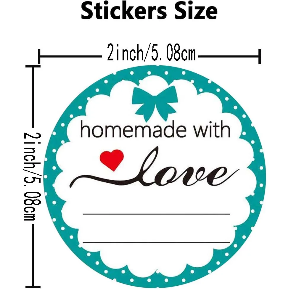 Homemade with Love Stickers with Lines 2 Inch Canning Label for Jar,Storage Bins,Baking Packaging Seals for Handmade Good 160Pcs