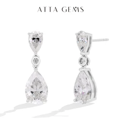 ATTAGEMS Pear Cut 5.03CT Moissanite Drop Earrings For Women Top Quality 925 Sterling Silver Engagement Wedding Fine Jewelry Gift