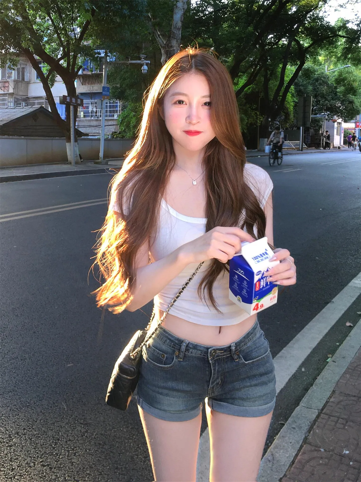 American Style High Street Retro Blue Low Waist Cuffed Denim Shorts Women's Summer Slimming Tight Butt Hugging Hot Pants