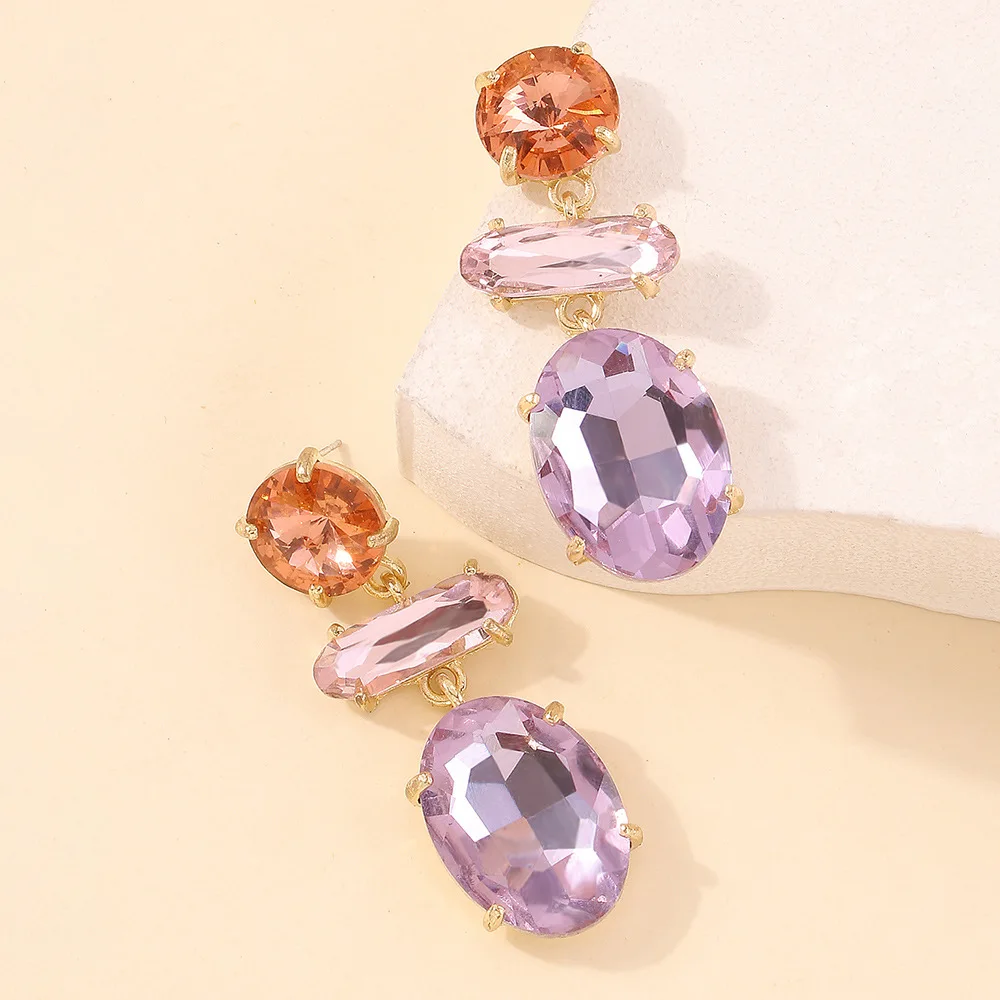Unique Hyperbole Collision Colors Zircon Pendant Earrings For Women Trendy Crystal Ears Jewelry Girls Gift Party Casual Banquet