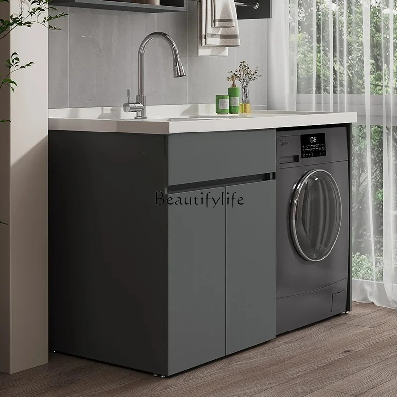 balcony large board honeycomb aluminum combination washing  cabinet  quartz stone integrated pool high and low laundry basin