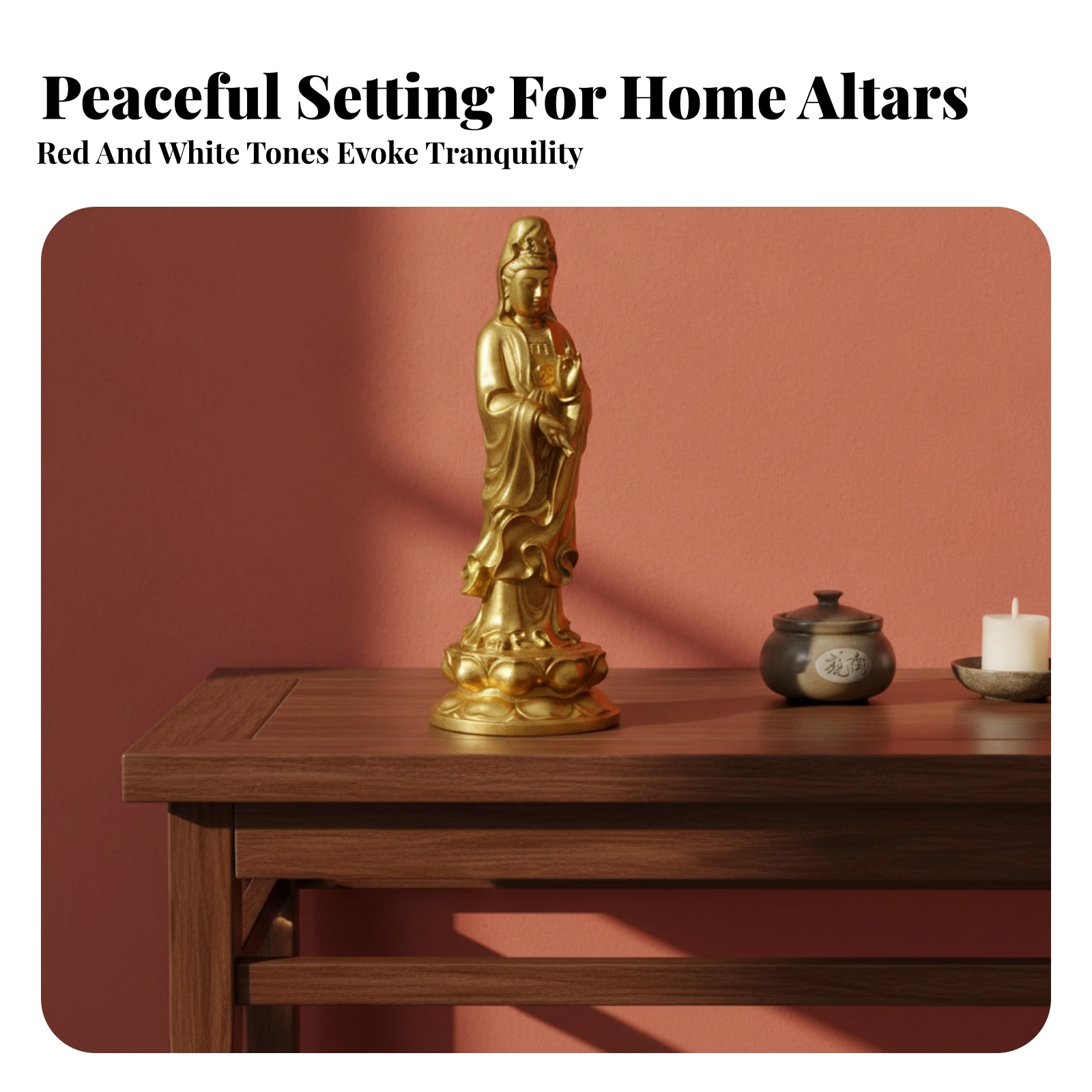 Intricate Detailing Long-Lasting Religious Decor Lotus Base Statue Brass Guanyin Figurine Flowing Robes Guanyin Figurine