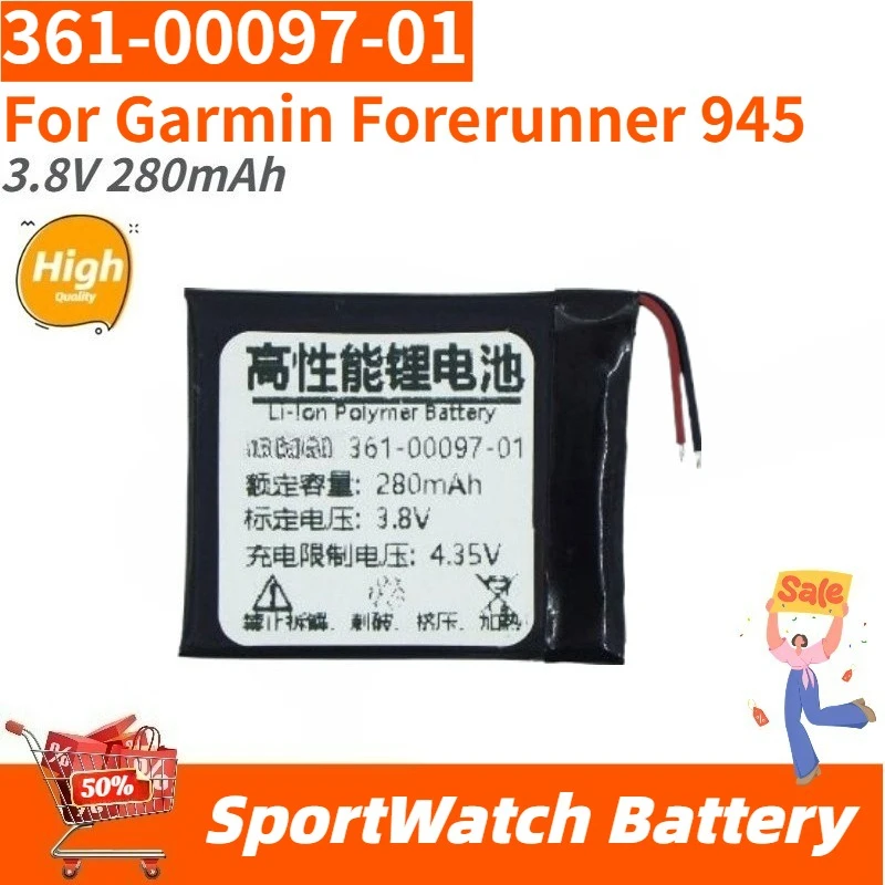

High Quality 361-00097-01 SportWatch Battery 3.8V 280mAh for Garmin Forerunner 945 Brand New Replacement Battery