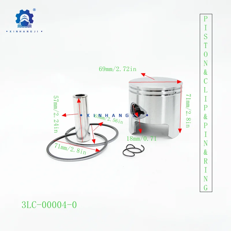 

3LC-00004-0 Piston kit applicable for Tohatsu Outboard 2-stroke MX50D2,MWX50D2 PISTON&CLIP&PIN&RING 3LC-00004-0