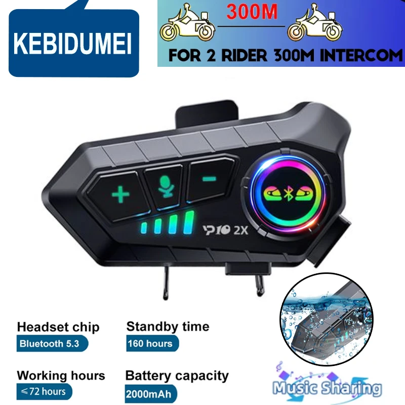 

1/2Pcs Bluetooth Motorcycle Helmet Intercom For 2 Riders intercommunicator 300M 2000mAh Wireless Handsfree Call Interphone