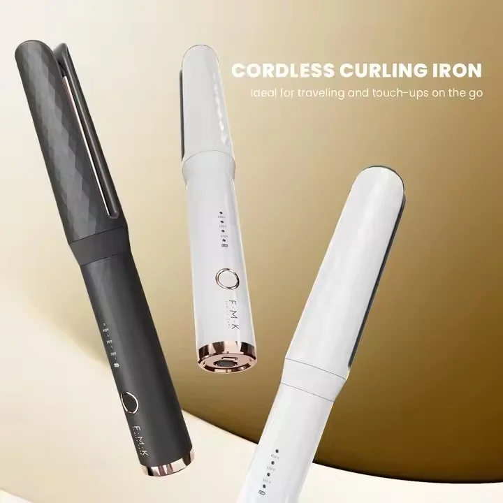 

Cordless 2-in-1 Hair Curler Straightener Rechargeable Travel Hair Styler PTC Ceramic USB Light Emitting Diode 4 Temperatures