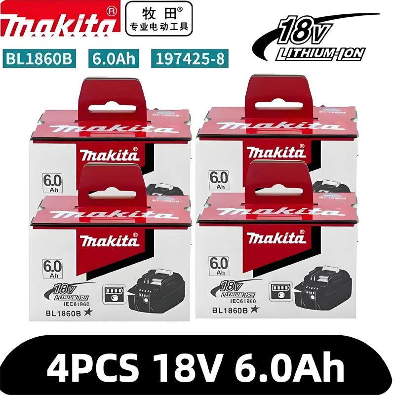 2026 Original Makita 18V 6Ah Wiederaufladbare Lithium-Batterie mit Hoher Kapazität für Makita Elektrowerkzeuge + Ladegerät + Kabel