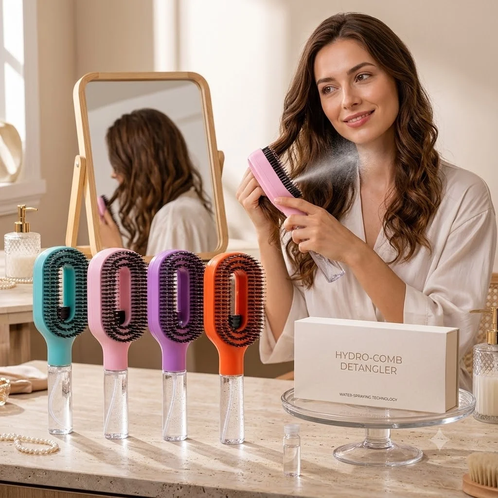 Electric Spray Hair Comb Anti Static Flying Anti Frizz Mist Spraying Hairbrush Portable Detangling Styling Brush Salon Tool