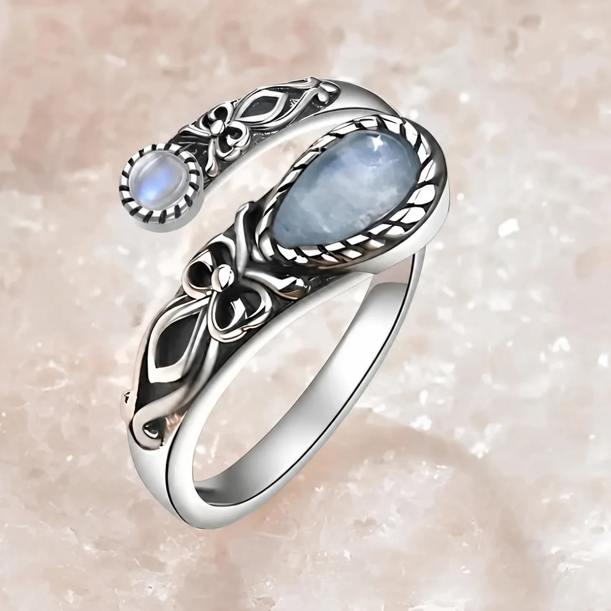 Bohemian Ring Nickel-Free Vintage Ring Moonstone Ring Timeless For Sensitive Skin Dating Most Finger Sizes