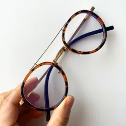 Fashion Optical Glasses Personality Double Beam Eyeglasses Alloy Frame Spectacles Simplity Googles Unisex Eyewaear Ornamental