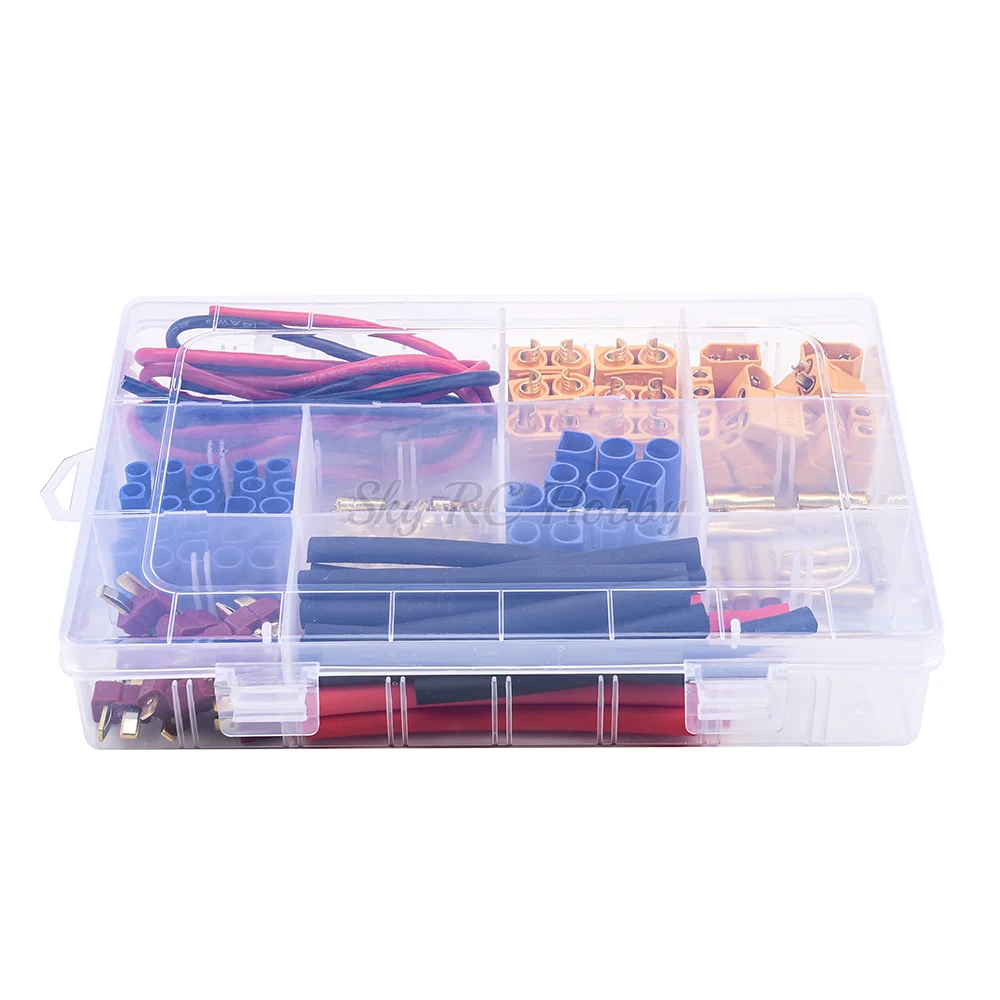 76pcs T Plug / XT60 / XT90 / EC3 / EC5 Male & Female Plug Adapter Connectors Kit 14AWG Silicone Wire and Shrink Tube For RC Part