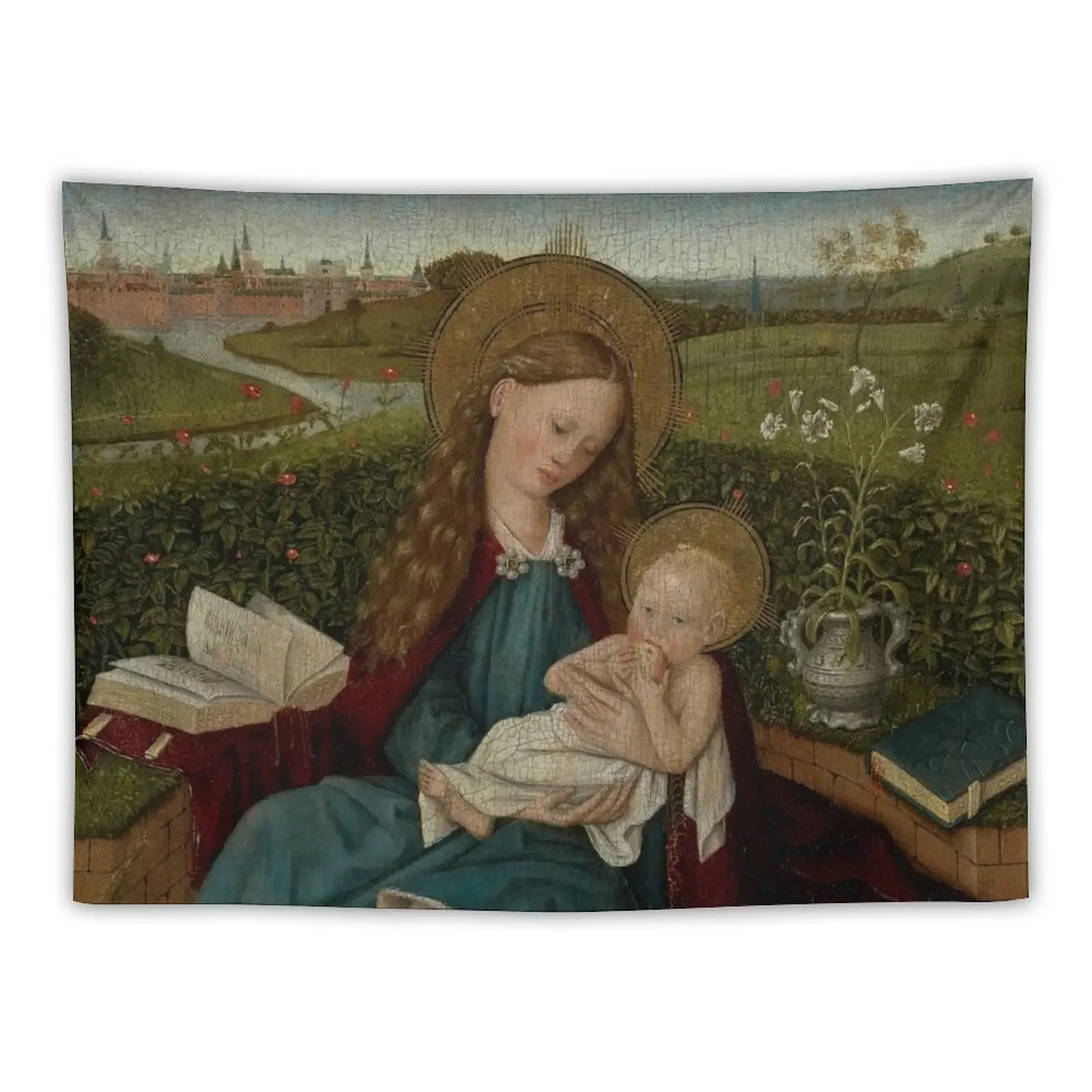 

The Madonna of Humility - After Robert Campin Tapestry On The Wall Decoration For Home Aesthetic Home Decor Tapestry