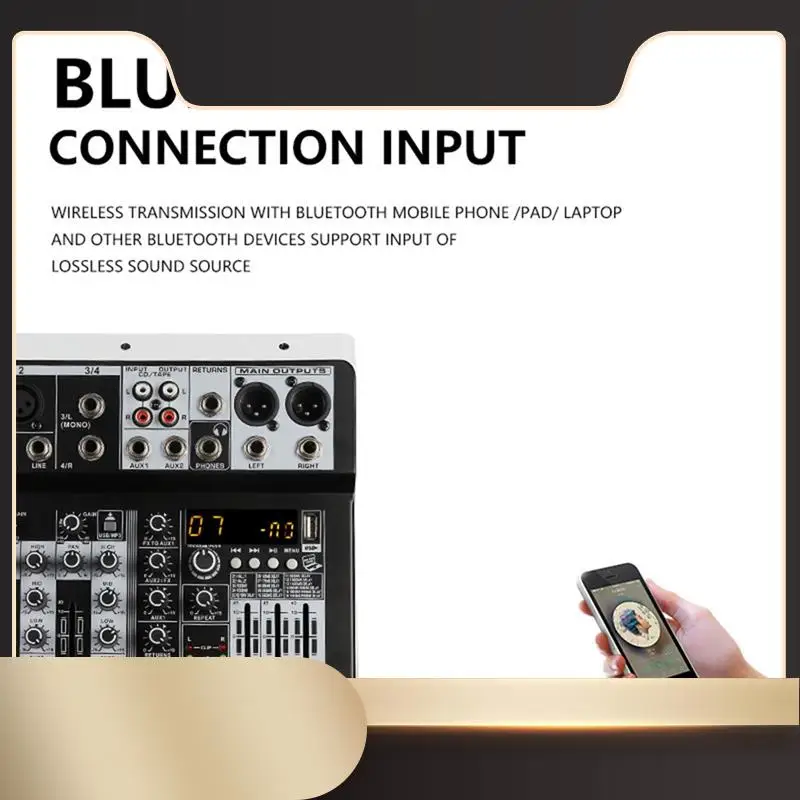 

4-канальный Bluetooth аудиомикшер, консоль микширования звука, аудиоинтерфейс, звуковая карта USB для студийной сцены DJ Home-N36R