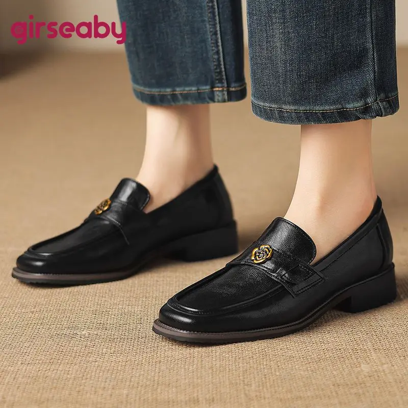 

Женские туфли Girseaby в стиле ретро, на плоской подошве, с круглым носком, без застежек, с цветочным узором, большие размеры 41, 42, 43, повседневная женская обувь, мягкая нескользящая подошва