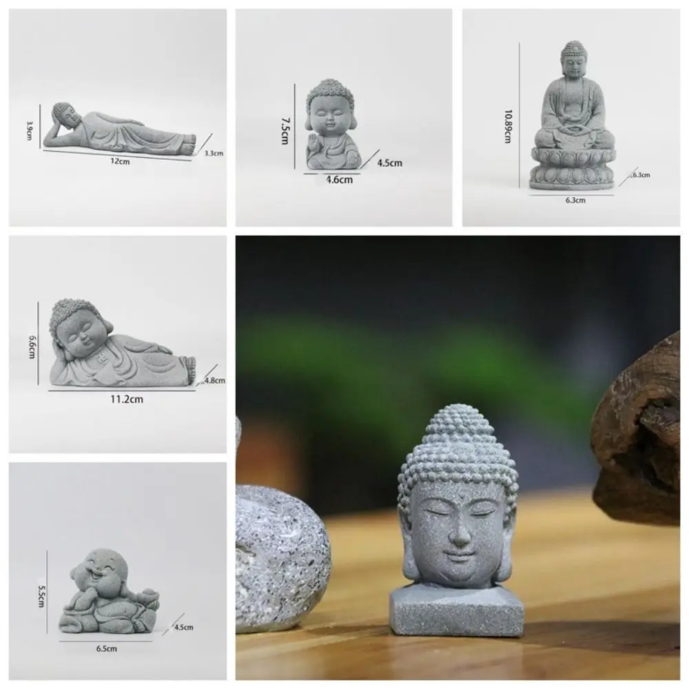 Reclining Buddha Sandstone Buddha Oriental Culture Green Sandstone Buddhist Figurine Ornament Sitting Posture Zen