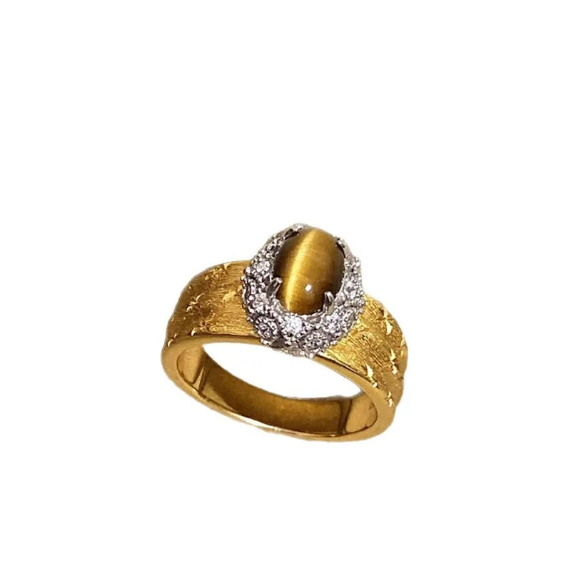 ميلارد ريترو لايت فاخر بيضاوي عين النمر حجر مفتوح حلقة متخصصة شخصية الموضة مجوهرات راقية متعددة الاستخدامات #5