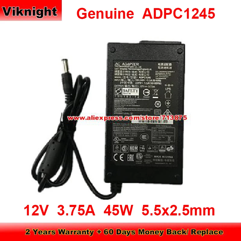 

Genuine PHILIPS ADPC1245 AC Adapter 12V 3.75A 45W ADPC12416A for AOC LM720A HP X20LED IIYAMA E2271HDS 239C4Q 227E4QH 5.5x2.5mm