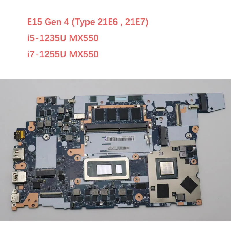 

Материнская плата для ноутбука ThinkPad E15 Gen 4 (21E6 21E7) с процессором E15 i3-1215U i5-1235U i7-1255U MX550, FRU 5B21R60543 5B21R60539