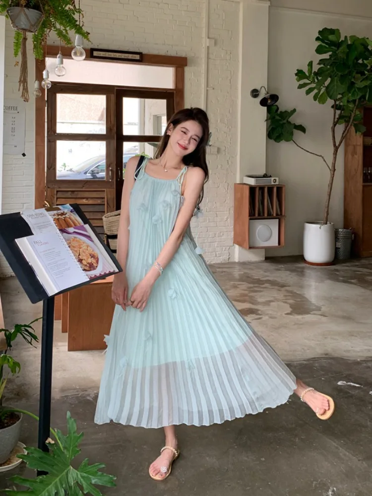 

Elegant Summer Long Dress Women's Casual Soft Style Loose Tea Break Strapless Dress Three-Dimensional Flower Pattern