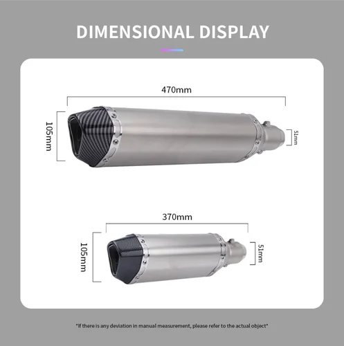 Imagen 2 del producto Silenciador de tubo de Escape para motocicleta, 370mm y 470mm, Escape Moto DB Killer para YAMAHA, SUZUKI, KAWASAKI, HONDA
