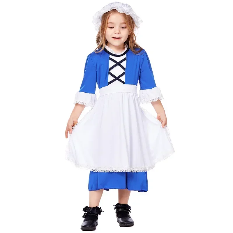 

Children's Halloween Victorian Maid Costume Colonial Girl Outfit for Kids