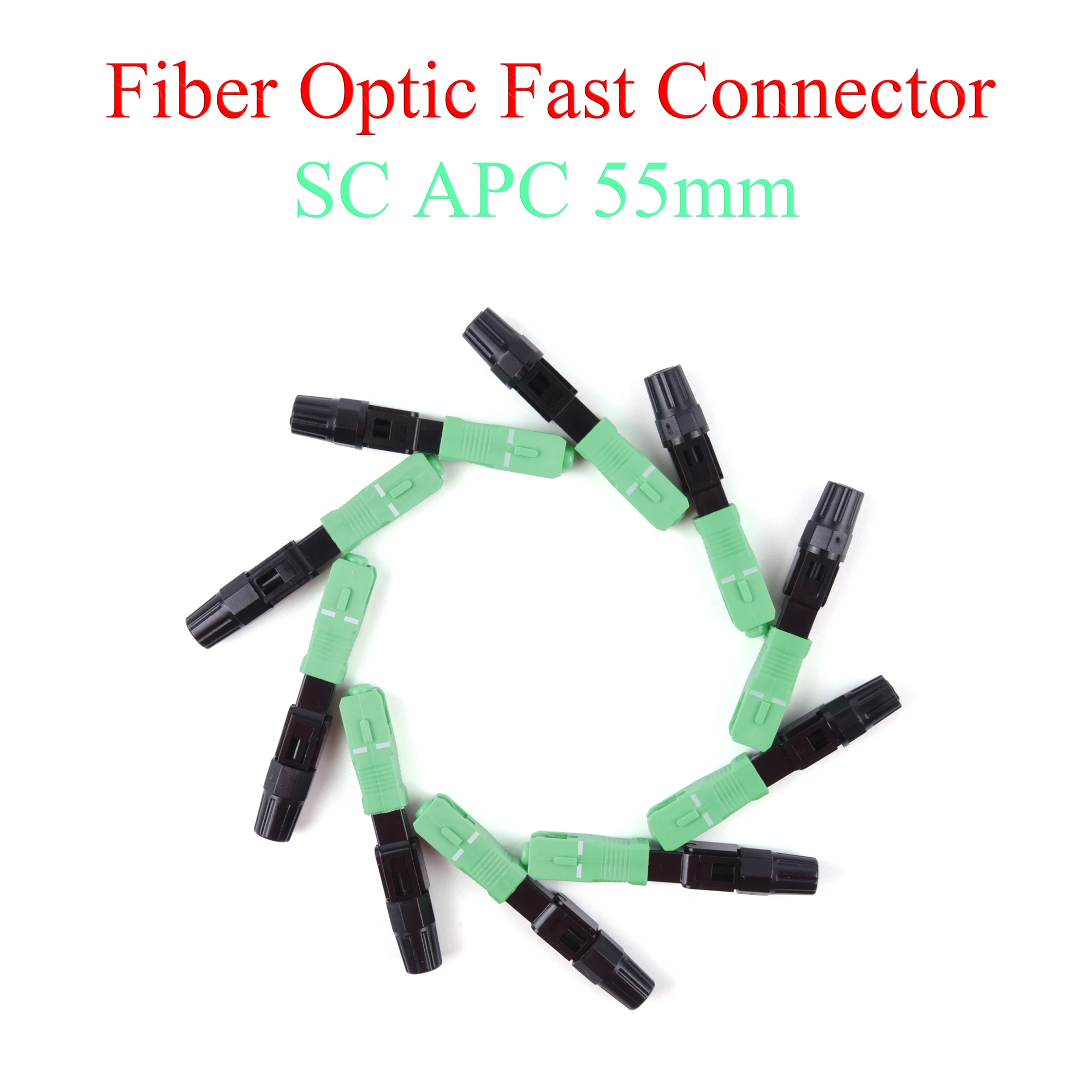 

10-400Pcs Embedded Fiber Optic Fast Connector APC SC Plug Single-mode Fiber Optic Adapter Quick Field Assembly 55mm/2.17in