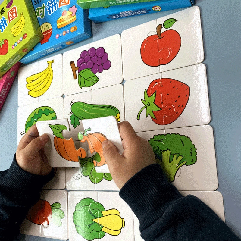 32 Stuks Peuter Kaart Matching Game Baby Cognitie Puzzel Speelgoed Montessori Educatief Speelgoed Cartoon Voertuig Fruit Puzzel Spel