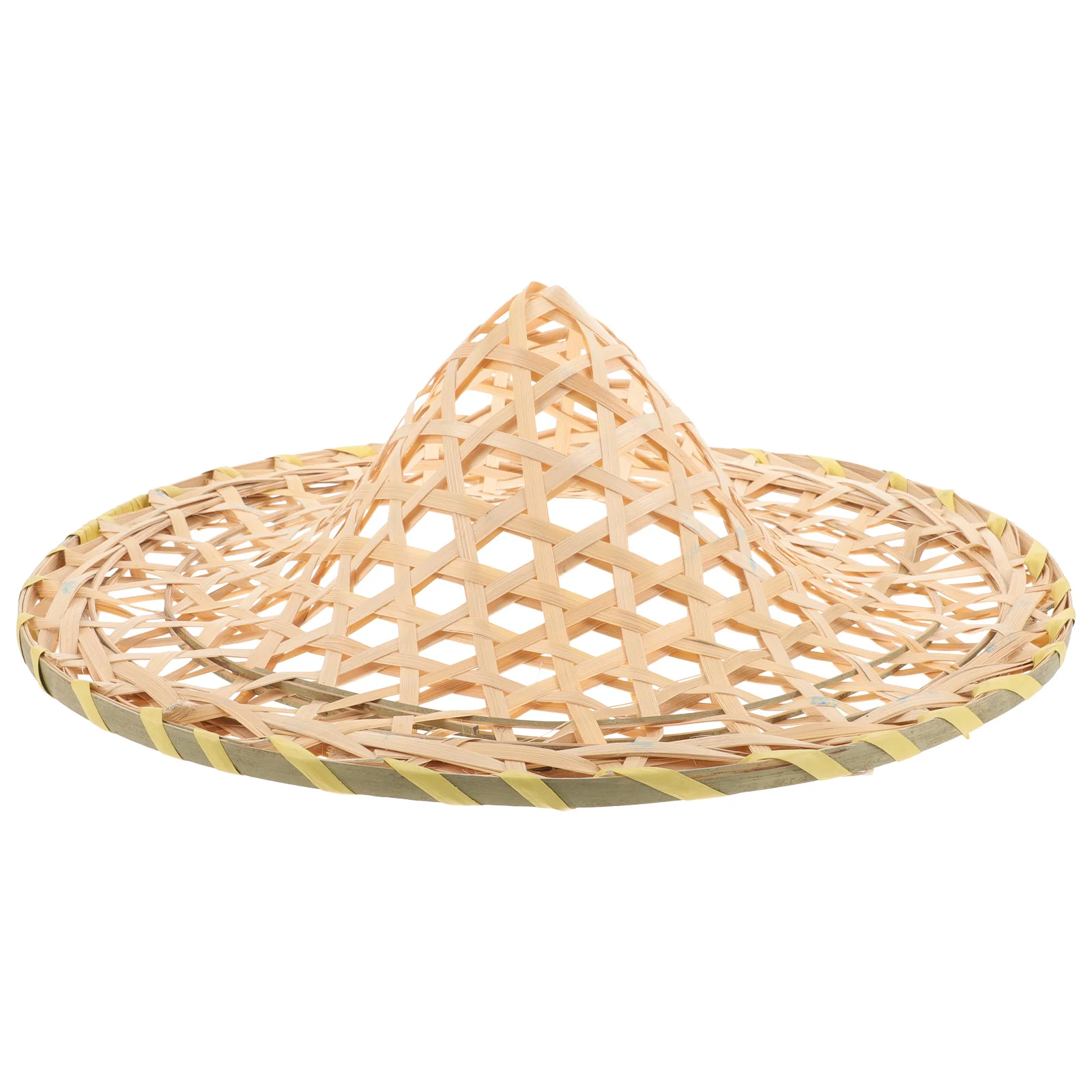 قبعة منسوجة من الخيزران على الطراز الصيني التقليدي خفيفة الوزن لأداء المسرح للحفلات التنكرية والمهرجانات والنسيج المجوف