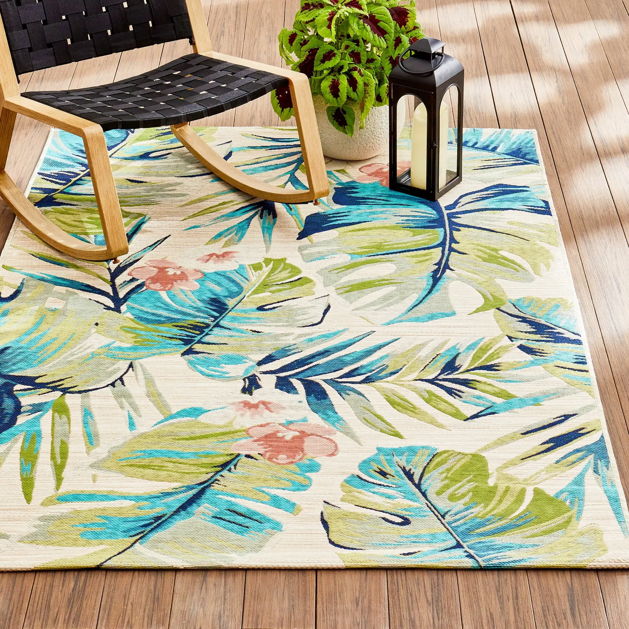 

XMSJ.5'x7’ Woven Tropical Oasis Outdoor Rug