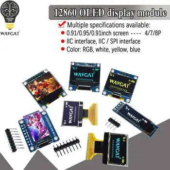 Wit Geel Blauw kleur 4Pin 7Pin128X64 OLED LCD LED TFT Display Module Voor Arduino 0.91 0.95 0.96 I2C IIC Seriële nieuwe originele