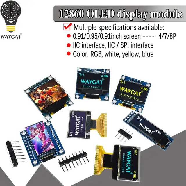 Biały Żółty Niebieski kolor 4Pin 7Pin128X64 OLED LCD LED TFT Moduł wyświetlacza dla Arduino 0.91 0.95 0.96 I2C IIC Serial nowy oryginalny