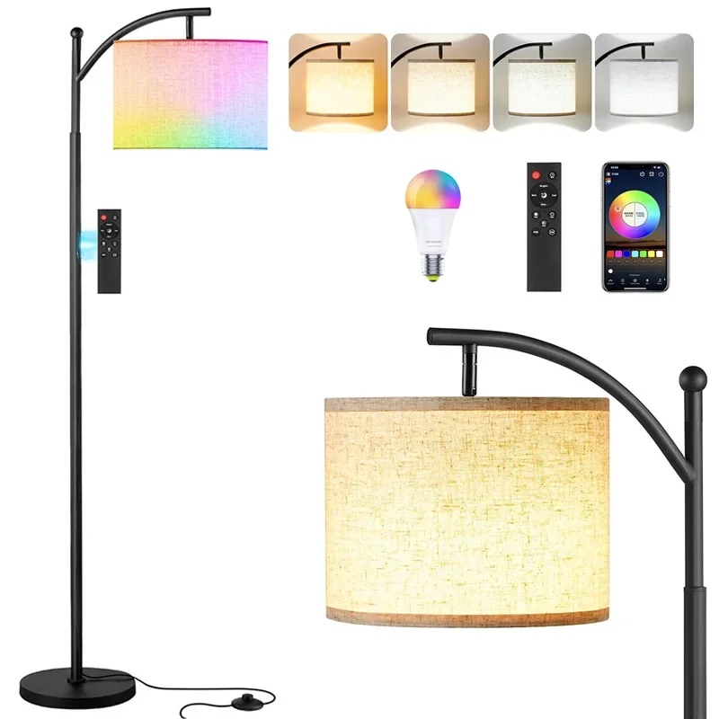 

Smart WiFi Floor Lamp LED Modern RGB Adjustable Remote Control Dimmable Tall Reading Rotable shade Standing Light