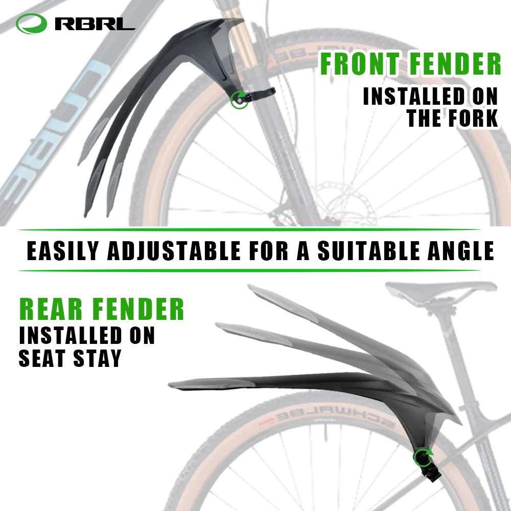 RBRL Mudguard MTB PP Soft Plastic Bicycle Fender Quick Release For 26 27.5 29 Inch Bicycle Wings Accessories for Mountain Bike