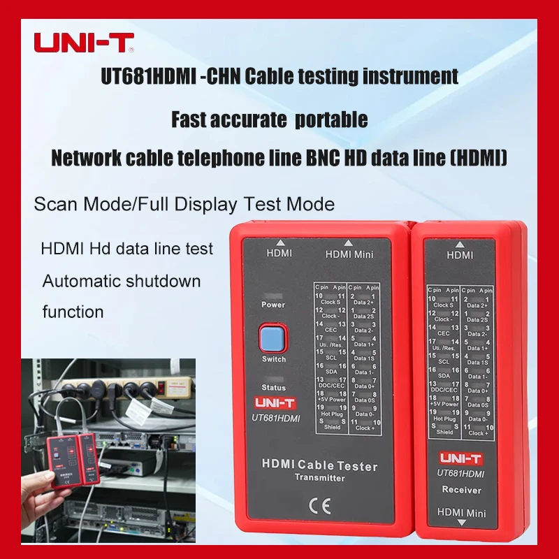 UNI-T MINI-HDMI اختبار الكابلات UT681HDMI سلك المقتفي Lan مكتشف محلل الشبكة أدوات إصلاح