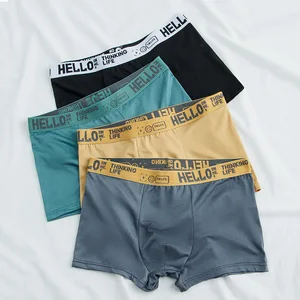 Breathable inner clothing letter Hello men, positive size, medium waist, comfortable cotton, teenage boxes, wholesale 6 Main Sales Men's Boxer underwear - №5