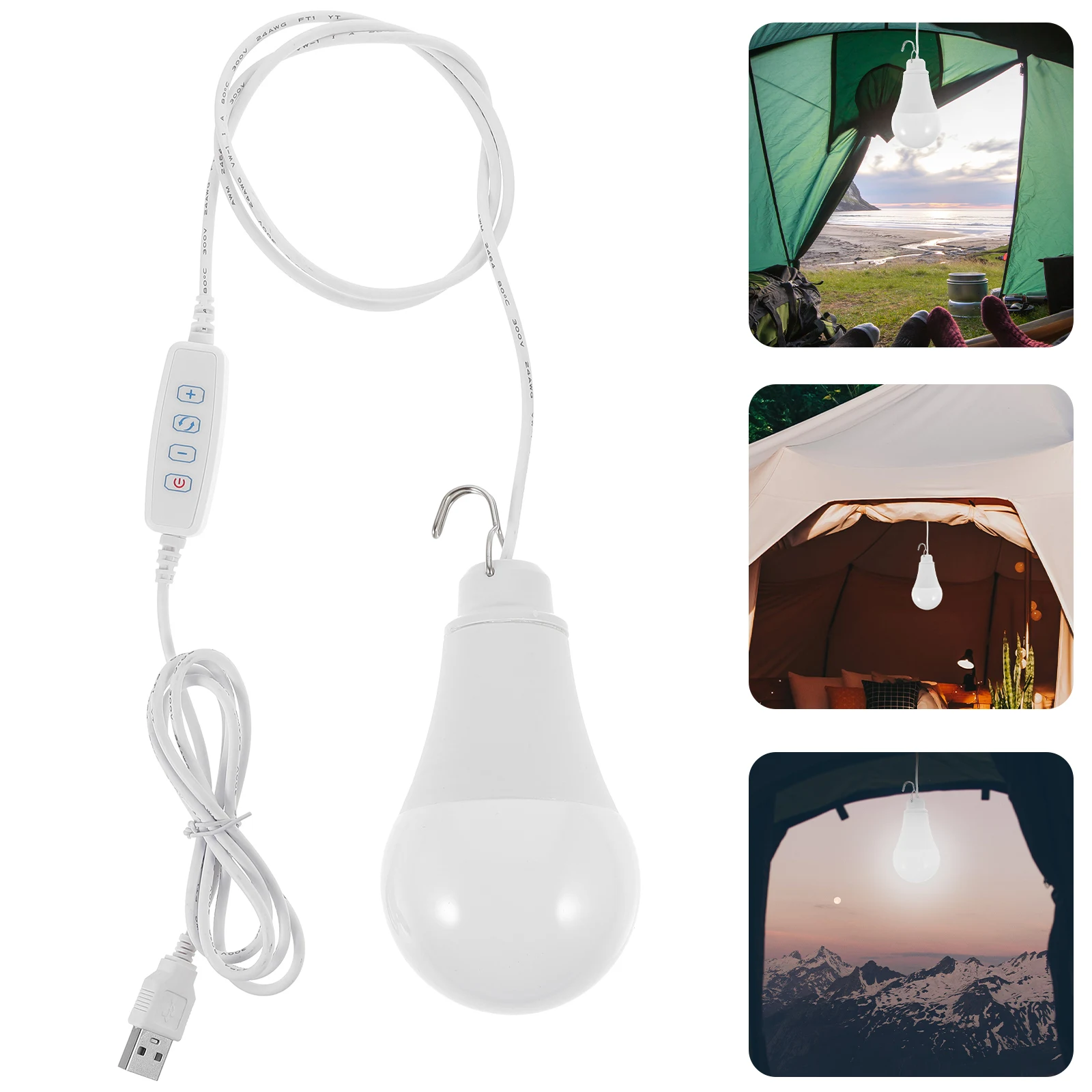 

USB LED Bulb Dimmable 3 Color Modes 30 Brightness Levels Outdoor Camping Tent Emergency Lamp Camping Light Outdoor Lamp