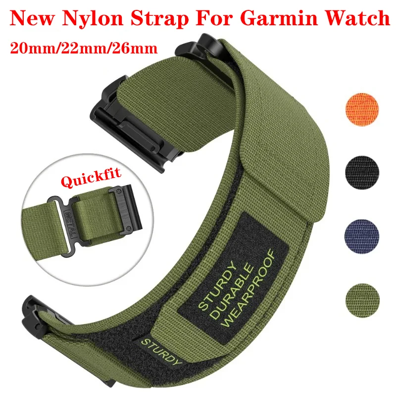 26 22 20 mm Nylon Loop Strap For Garmin Fenix 6X 6 6s Pro 7 7s 7X solar 5 5X Plus 3 3HR Epix Gen 2 Quickfit Bracelet Band Correa