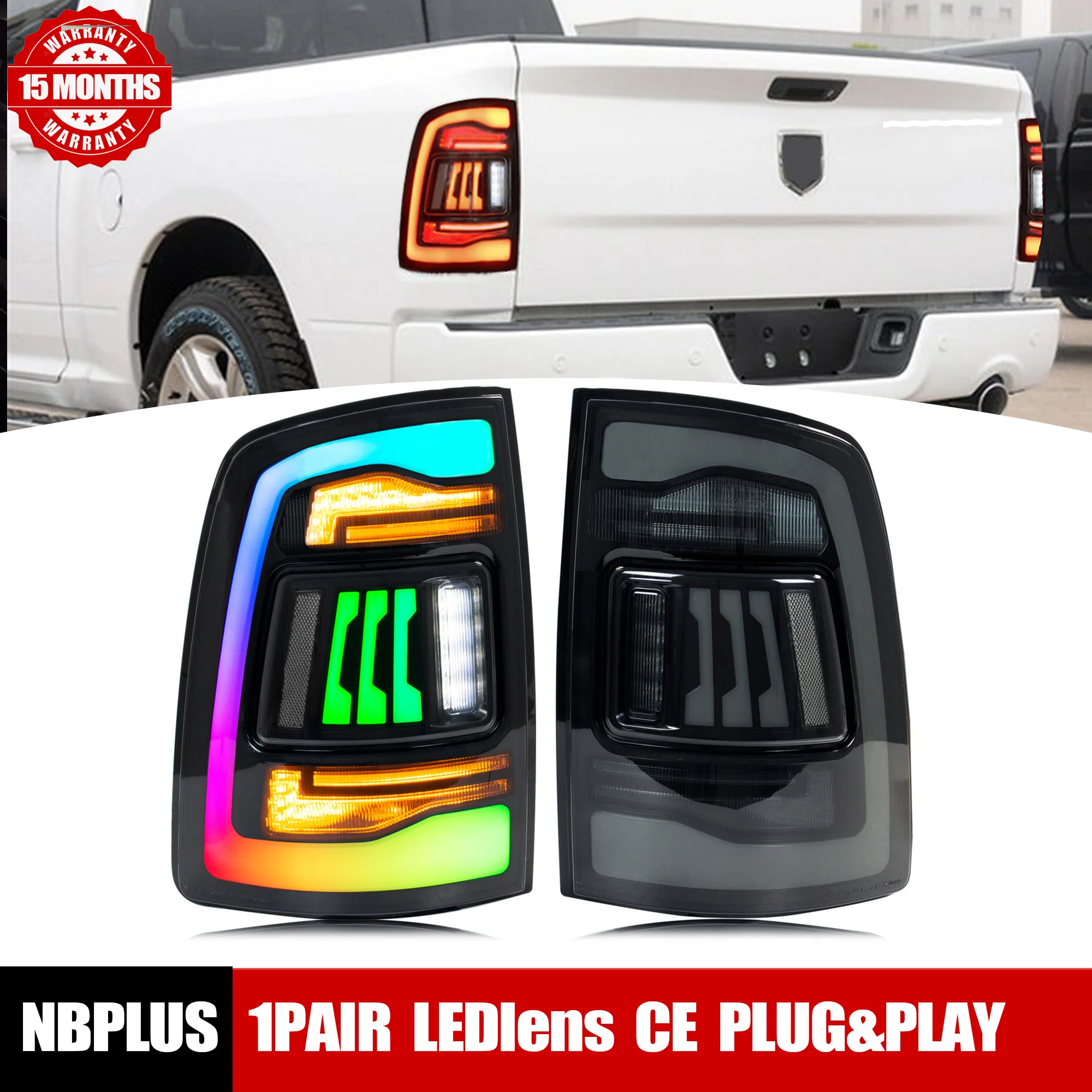 

Car LED Rear Taillights for Dodge RAM1500 2009-2018 RAM2500 2013-2018 RGB Animation Rear Lamps LED Taillight Assembly