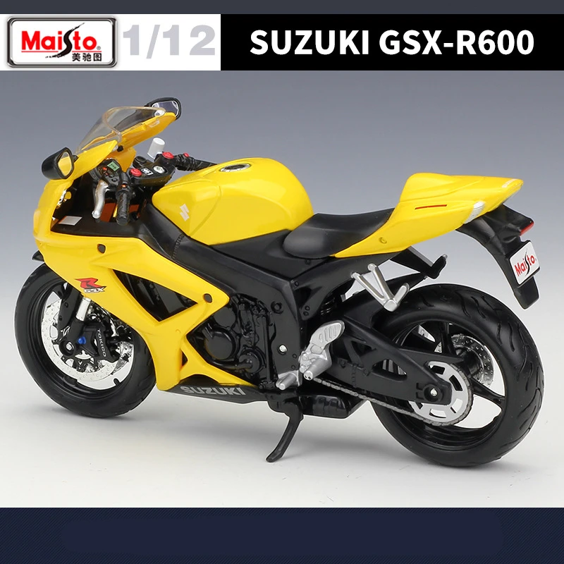 Maisto 1:12 Suzuki GSX-R600-子供用オートバイ,レーシングモデル,モデリング,金属,スポーツ,シティ,モーターサイクルモデル,ギフト