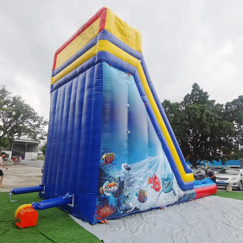 Long slide with obstacles PVC inflatable outdoor long slide castle, children's inflatable bouncing slide