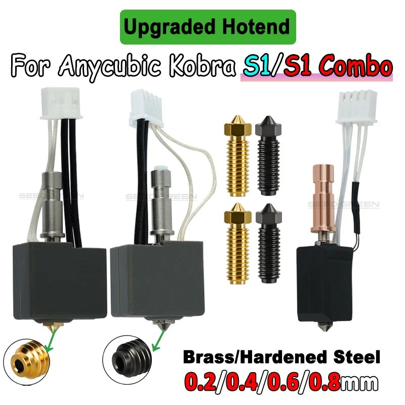 

Для Anycubic Kobra S1 Hotend Kobra S1 Combo Hot End Kit 0,4 мм Несколько 3d аксессуаров Нержавеющая сталь