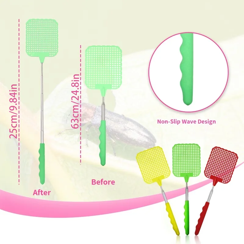 1 Count Random Colors Plastic Fly Swatters, Ideal for Home, Kitchen & Outdoor Garden Use, Easy to Operate for Fly Removal