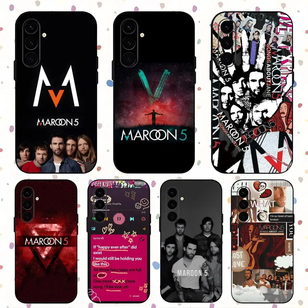 Hot M-Maroon 5 TrendBand Phone Case For Samsung Galaxy S25 S24 S23 S22 S21 S20 Plus Ultra Note20 Soft Black