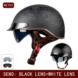 Cruise locomotive helmet motorcycle helmet breathable summer helmet helmet retro half helmet with lens gourd ladle helmet
