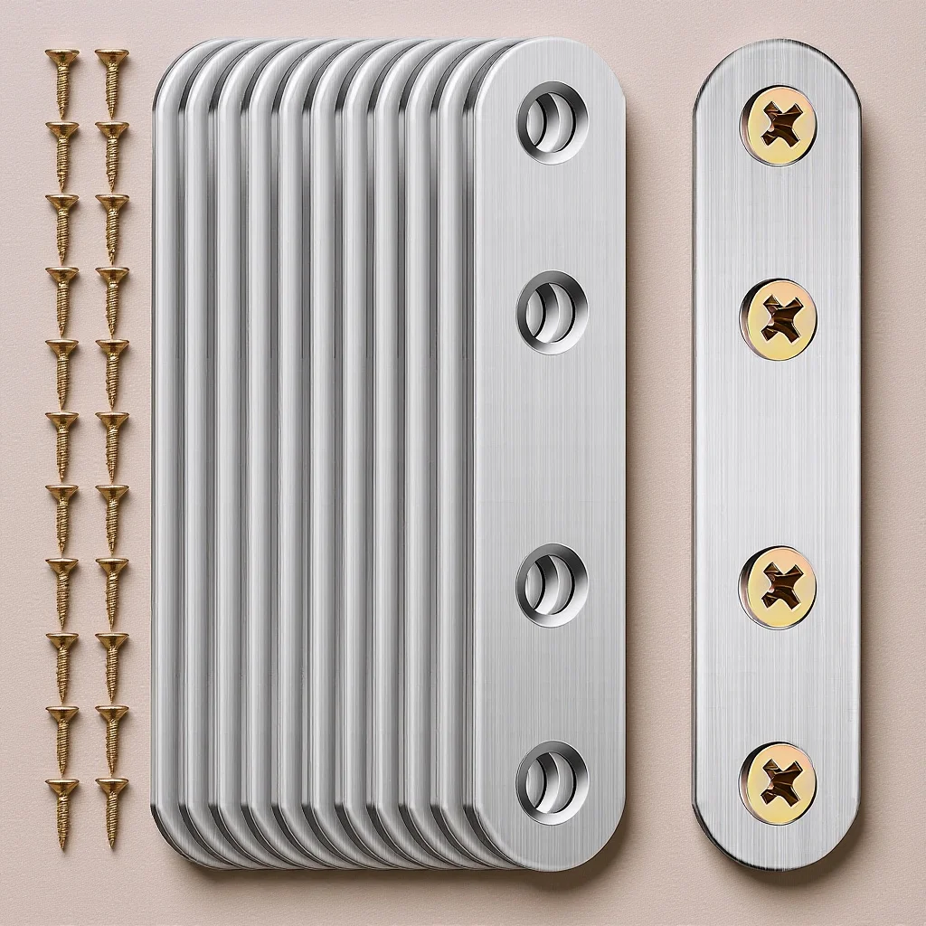 

14 pcs Stainless Steel Corner Connectors Straight Brackets For Wood Flat Brace Plates Mending Plate Metal Fixing Braces Joining